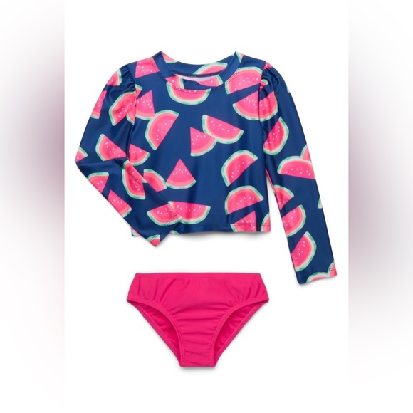 Wonder Nation Baby/Toddler Girls King Sleeve Rash Guard Bikini Swimsuit UPF 50+ - Picture 1 of 2